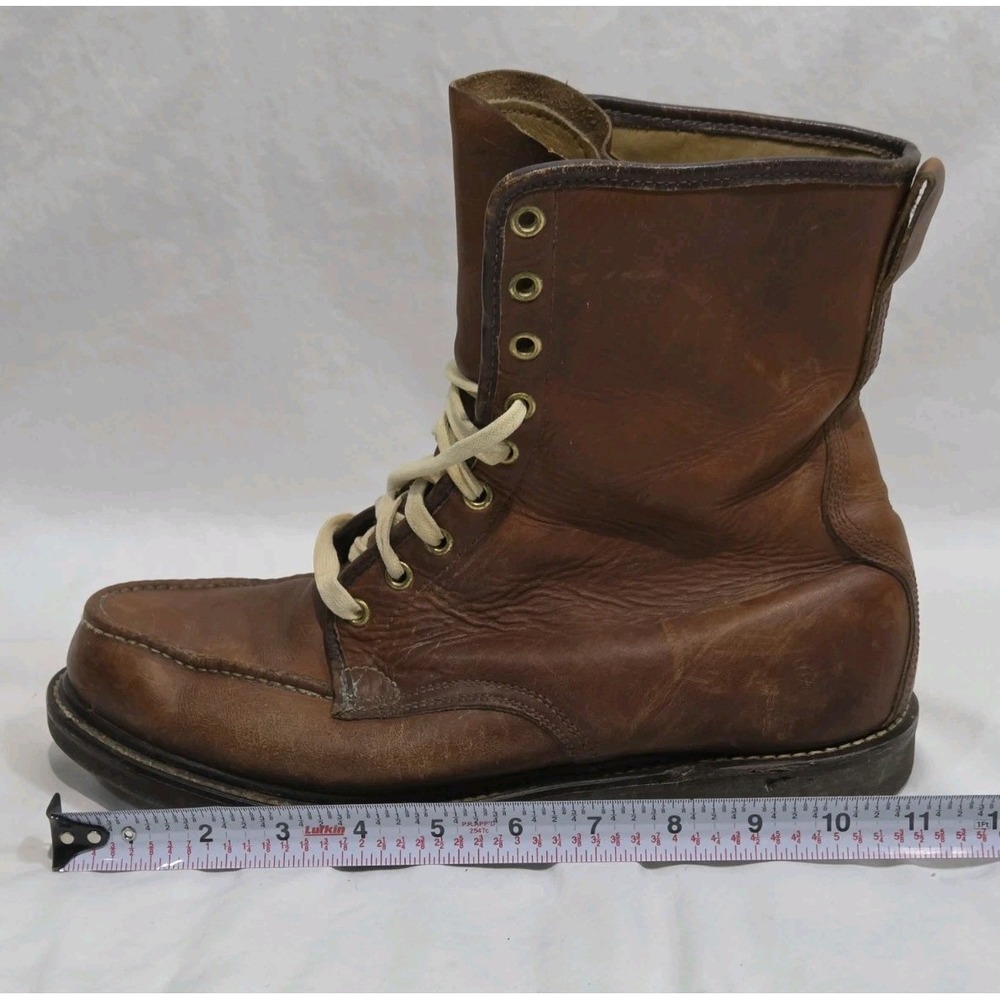 VTG Gold Bond Cushioned Work Boots 10 D Mens Brown Leather Moc Toe Oil Resistant - Picture 10 of 11